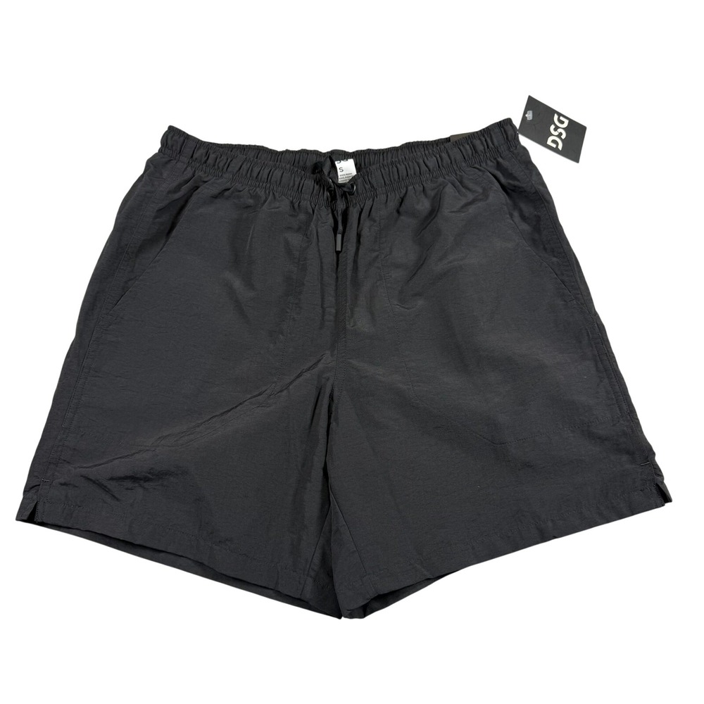 DSG Mens Small 6" inseam Rec Short Black Water Repellent Relaxed Fit Athletic